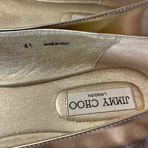 AUTHENTIC JIMMY CHOO GOLD FLATS SZ 41 - Picture 7 of 13